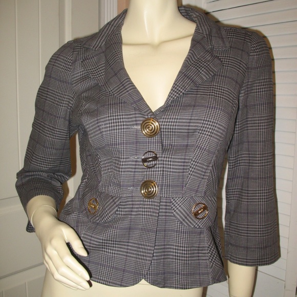 Vintage Y2K Candies Plaid Blazer Jacket Preppy Academia Clueless Corpcore Office - Picture 2 of 8
